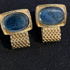 SWANK Gold and Blue Moonglow Cuff Links